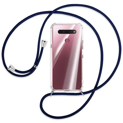 Abbildung von mtb more energy® Handykette kompatibel mit LG K51S (LM K510, 6.55&#039;&#039;) dunkelblau Smartphone Hülle zum Umhängen Anti Shock Full TPU Case