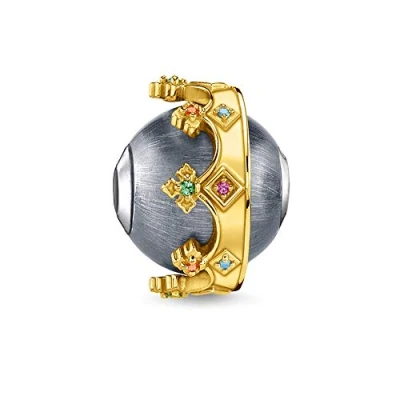 Abbildung von Thomas Sabo Bead 925 Sterlingsilber, vergoldet Gelbgold/Glas Keramik Stein/synthetischer Korund/Zirkonia, Mehrfarbig, 1,1cm x 1,1cm, K0347 488 7