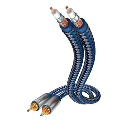Abbildung von inakustik 0040405 Premium Stereo Audiokabel Für kraftvollen und dynamischen Klang dank eines hohen Kupfergehaltes 5,0m in Blau 2 fache Abschirmung Vollmetallstecker moderner Geflechtschirm