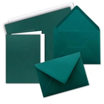 Abbildung von 25x Faltkarten SET DIN A6/C6 mit Brief Umschlägen in Petrol inklusive Einleger 14,8 x 10,5 cm Premium Qualität FarbenFroh