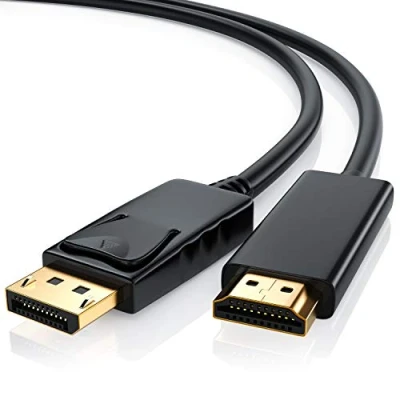 Abbildung von CSL Computer 2m Full HD Premium Displayport DP auf HDMI Kabel High Speed inkl. Audio Übertragung 1080p Stecker M zu A kompatibel mit Apple und PC