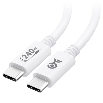 Abbildung von Cable Matters [USB IF zertifiziert] 240W USB C ladekabel 2m schnellladekabel für MacBook Pro, Dell XPS (USB ladekabel, 140W Kabel) mit Stromübertragung 3.1 in Weiß 2.0, No Video)