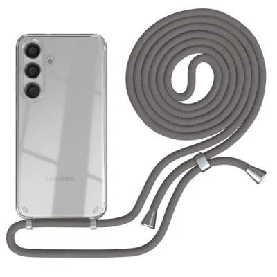 Abbildung von EAZY CASE Handykette kompatibel mit Samsung Galaxy S24 Kette zum Umhängen für Hülle Band aus Silikon stoßfeste transparente Handyhülle als Fallschutz in Anthrazit