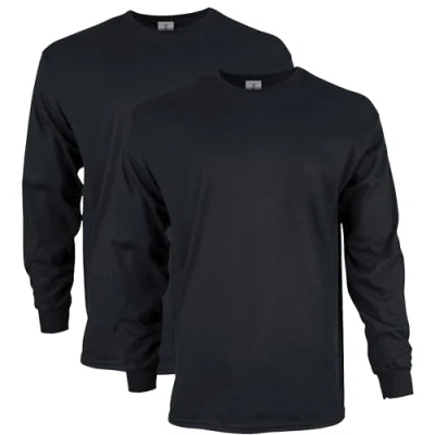 Abbildung von Gildan Unisex Erwachsene Ultra Cotton Long Sleeve, Style G2400, Multipack T Shirt, Schwarz (2er Pack), XXL