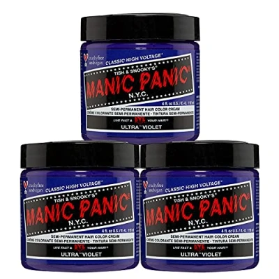 Abbildung von Manic Panic Ultra Violet Classic Creme, Vegan, Cruelty Free, Purple Semi Permanent Hair Dye 3 x 118ml