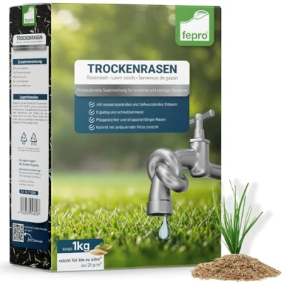 Abbildung von 1 kg Rasensamen trockenresistent dürreresistent für Trockenrasen &amp; Schattenrasen Samen Grassamen schnellkeimend, 40m², ideal Neuansaat und Nachsaat, Rasensaat