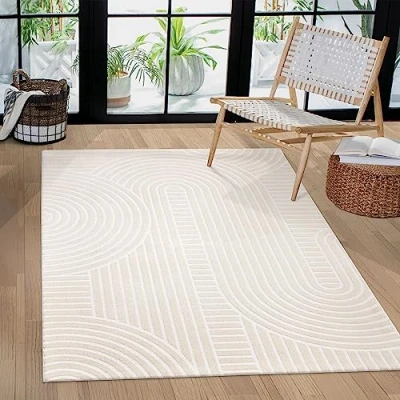 Abbildung von Paco Home Teppich &quot;Luzern 653&quot;, rechteckig, Kurzflor, Uni Farben, Hoch Tief Struktur, Scandi Design