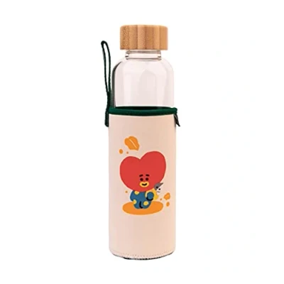 Abbildung von Grupo Erik Trinkflasche 500 ml Glas GYM FlascheBT21 Tata Glasflasche Sportflasche Kinder Wasserflasche BTS Fanartikel Offizieller Merch