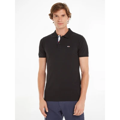 Abbildung von Tommy Jeans Original FINE SLIM FIT Poloshirt, Herren, Größe: Large, black