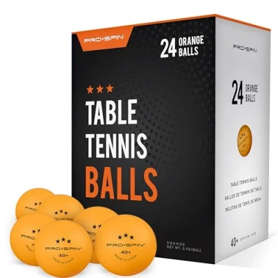 Abbildung von PRO SPIN Tischtennisbälle Orange Tischtennisbällen 3 Sterne 40+ (24er Pack) Hochwertige ABS Trainingsbälle Extrem Robust für Innen und Außen Tischtennisplatten, Wettbewerb Spiel
