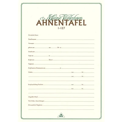Abbildung von RNKVERLAG 2801 Ahnentafel &quot;Meine Vorfahren&quot; für 7 Generationen, DIN A2 gefalzt auf A4, Feinstpapier 120g/m² cremefarbend, 1 Stück