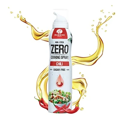 Abbildung von Rabeko Zero Kochspray kalorienarm CHILI 800 Portionen,2 kcal pro Sprühstoß Pfannenspray zum Braten, Grillen &amp; Backen ohne Zusätze, Zucker Non Stick Cooking SprayGluten und Laktosefrei