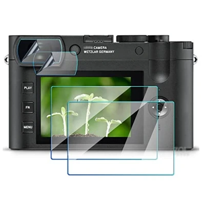 Abbildung von FANZR Displayschutzfolie kompatibel mit Leica Q2 Sucher + LCD Bildschirm, 0,3 mm, 9H Härte, kratzfestes gehärtetes Glas (2 2 Stück)