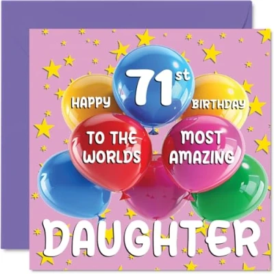 Abbildung von Stuff4 Geburtstagskarte für Tochter zum 71. Geburtstag World&#039;s Most Amazing Daughter Happy 71st Birthday Card for from Mum Dad, 145 mm x mm, Alter 71, 71 Grußkarten