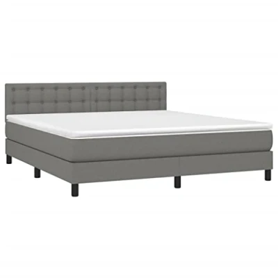 Abbildung von vidaXL Boxspringbett mit Matratze Doppelbett Polsterbett Bettgestell Lattenrost Bett Bettrahmen Hotelbett Schlafzimmerbett Dunkelgrau 180x200cm Stoff
