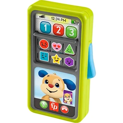 Abbildung von Fisher Price Lernspaß 2 in 1 Smartphone Spielzeugtelefon mit Lichtern und 75+ Liedern, Hündchen Hundefreundin Zahlen Formen lernen, Version: UK Englisch, HNM84