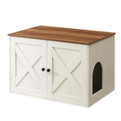 Abbildung von Feandrea Katzenhaus, Katzenklo Schrank, Tisch, 70 x 50 cm, honigbraun vintageweiß PCL022K02