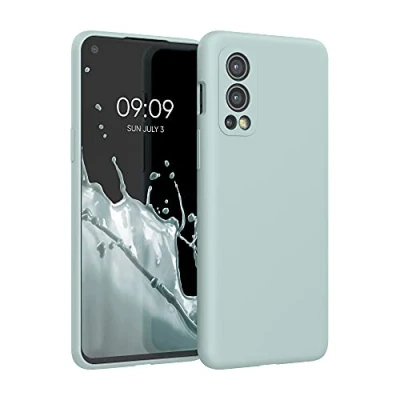 Abbildung von kwmobile Hülle kompatibel mit OnePlus Nord 2 5G Silikon Handy Case Handyhülle weiche Oberfläche kabelloses Laden Cool Mint