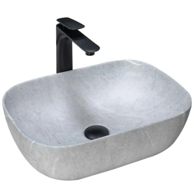 Abbildung von wohnwerk.idee Aufsatzwaschbecken Waschbecken Naturstein Beton Stein Optik Livia Beige Grey Stone