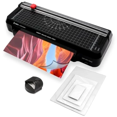Abbildung von Olympia A 245 Combo 4in1 Laminiergerät Heiß &amp; Kaltlaminator Laminierset für A4 integriertes Schneidelineal Laminierfolien Set Eckenrunder Schnelle Aufheizzeit Dokumentengröße