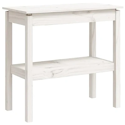 Abbildung von vidaXL Konsolentisch Konsole Beistelltisch Flurtisch Sideboard Ablagetisch Wandtisch Frisiertisch Holztisch Weiß 80x40x75cm Massivholz Kiefer