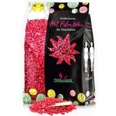 Abbildung von Dermawax Rose Wachs Haarentfernung Inhalt mit Kokosnußöl Heisswachs Waxing Perlen Wachsperlen zur professionellen Ganzkörper Enthaarung Brazilian ohne Wachsstreifen (1 kg)