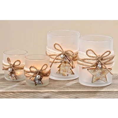 Abbildung von BOLTZE Windlicht Teelicht Glas Stern oder Weihnachtsbaum 2 er Set
