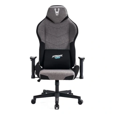 Abbildung von Woxter Stinger StationTitan Dark Gaming Stuhl für Gamer, Stahlachse, Gashebung, schmutzabweisender Stoff, ergonomisch, Armlehnen, höhenverstellbar, Schaumstoff, Racing, Lendenkissen