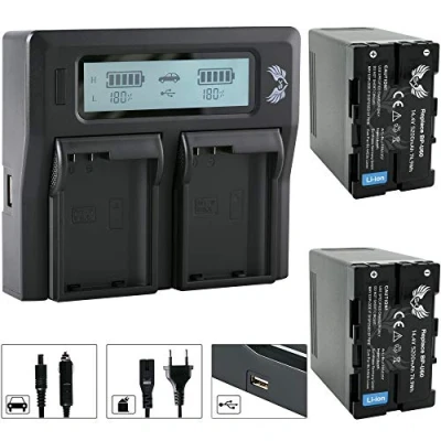 Abbildung von 2X SK Akku Sony BP U60 5200mAh + LCD Dual Doppel Ladegerät für PMW 200 300 / EX1 EX3 F3 // PXW FS5 FS7 X180 X200 /// U30 U90 U95