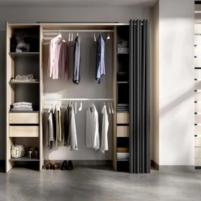 Abbildung von Dmora Resegone, Struktur für begehbaren, offener Kleiderschrank, 180 x 50 205 cm, Eiche und Anthrazit