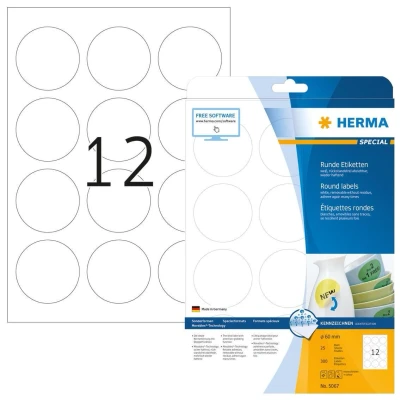 Abbildung von HERMA Etiketten 5067 weiß 60,0 x mm