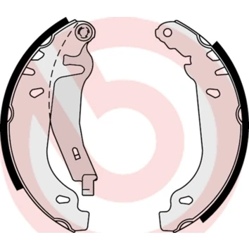 Abbildung von BREMBO S 61 539 Bremsbacken 180 32 mit Handbremshebel CITROËN: Xsara Schrägheck, ZX PEUGEOT: 306 Cabrio