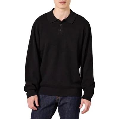 Abbildung von Amazon Essentials Herren Polo Strickpullover Mit Lockerer Passform, Schwarz, S