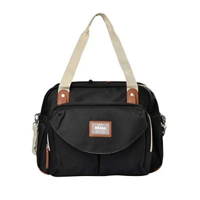 Abbildung von Béaba Wickeltasche Genève II Modulierbar, vielfältige Staumöglichkeiten Vordertasche, Wickelunterlage Isolierfach für Babynahrung, Befestigung Kinderwagen schwarz