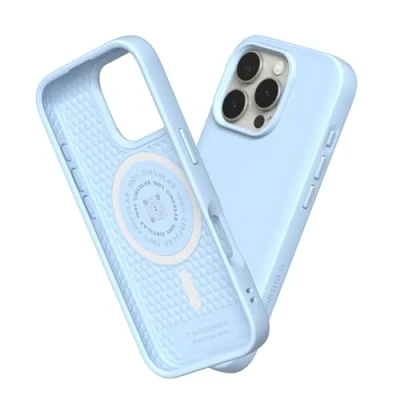 Abbildung von RhinoShield Case kompatibel mit [iPhone 16 Pro Max] SolidSuit MagSafe Stoßdämpfende &amp; schlanke Schutzhülle Premium Finish 3.5 Meter Fallschutz Gletscherblau