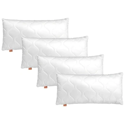 Abbildung von sleepling 4er Set Basic 100 Kopfkissen, Ökotex, waschbar bis 60 Grad, Made in EU, Füllmengengarantie, Größengarantie, 40 x 80 cm, weiß