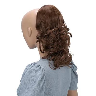 Abbildung von CAISHA 30cm Haarteil Mia Zopf Haarverlängerung mit Kordelverschluss Voluminös Gewellt Braun PH8
