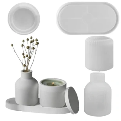 Abbildung von Chansunokku Blumentopf Silikonform Gießform, Sukkulente Kaktus Silikonform, Sukkulenten Vase Epoxidharzformen, Resin Form für Vase, Stifthalter, Kerzenhalter (Stil B)