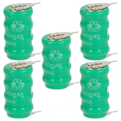 Abbildung von vhbw 5X NiMH Ersatz Knopfzellen Akku Typ V40H 2 Pins 40mAh 4,8V kompatibel mit Modellbau Akkus, Solar Leuchten UVM.