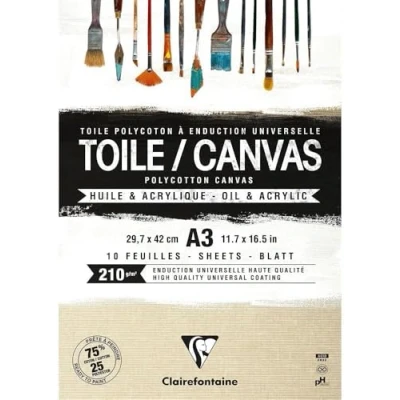 Abbildung von Clairefontaine 975211C Packung (mit 10 Blatt Leiwand zum Bemahlen Sandkorn, 210g, kopfgeleimt, DIN A3, 1 Pack, Natur