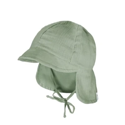 Abbildung von maximo GOTS Baby Schildmütze, Band Musselinstoff, Nackenschutz, Futter, UV 41 frostgrün