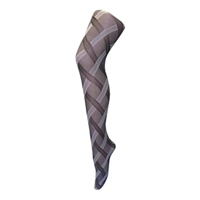 Abbildung von Sock Snob Damen Strumpfhose, 80 Den, blickdicht, farbig, Kabel schwarz/weiß, X Large