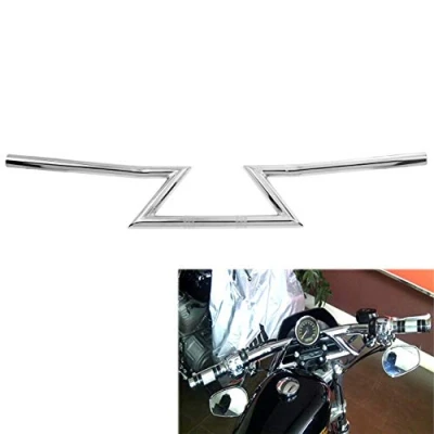 Abbildung von HDBUBALUS Motorrad Lenker für Harley, Honda, Yamaha, Suzuki, Kawasaki, Chopper, Bobber Touring Custom, 25 mm, Chrom