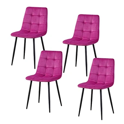 Abbildung von HTI Living Polsterstuhl Esszimmerstuhl 4er Set Pink Mesa (Set, 4 St), Samt
