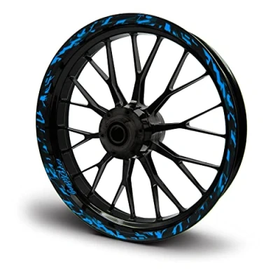 Abbildung von 16 teiliges Set Felgenrandaufkleber Sticker für Motorrad Auto Felgen Future Design Komplett Felgenaufkleber 15&quot; 16&quot; 17&quot; 18&quot; 19 Zoll MR017 (Neon Blau, Matt)