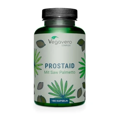 Abbildung von Prostata Komplex Vegavero® 180 Kapseln Hochdosiert Mit Sägepalmenextrakt, Kürbiskernen, Brennnessel &amp; Mehr Vegan Ohne Zusätze