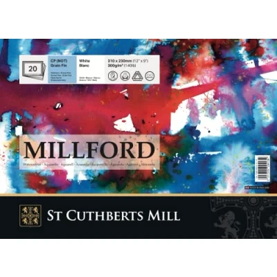 Abbildung von Millford Aquarellpapier, hart, 22,9 x 30,5 cm, 20 Blatt, 300 g/m², ohne Oberfläche, säurefrei