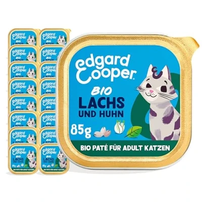 Abbildung von Edgard &amp; Cooper Getreidefreie Bio Lachs und Huhn Paté für Katzen 16x85g, Frisches Fleisch &amp;,Natürliche Zutaten