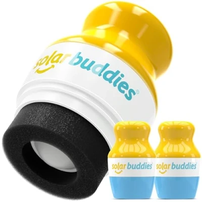 Abbildung von Solar Buddies Sonnencreme Applikator Blau 2x Nachfüllbarer Roll on Schwammapplikator für Sonnencreme, Sonnenmilch &amp; Lotion Kinder, Erwachsene Familien Fasst 100ml