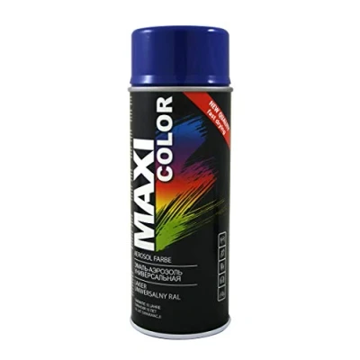 Abbildung von Maxi Color NEW QUALITY Sprühlack Lackspray Glanz 400ml Universelle spray Nitro zellulose Farbe schnell trocknender Sprühfarbe (RAL 5002 ultramarinblau glänzend)